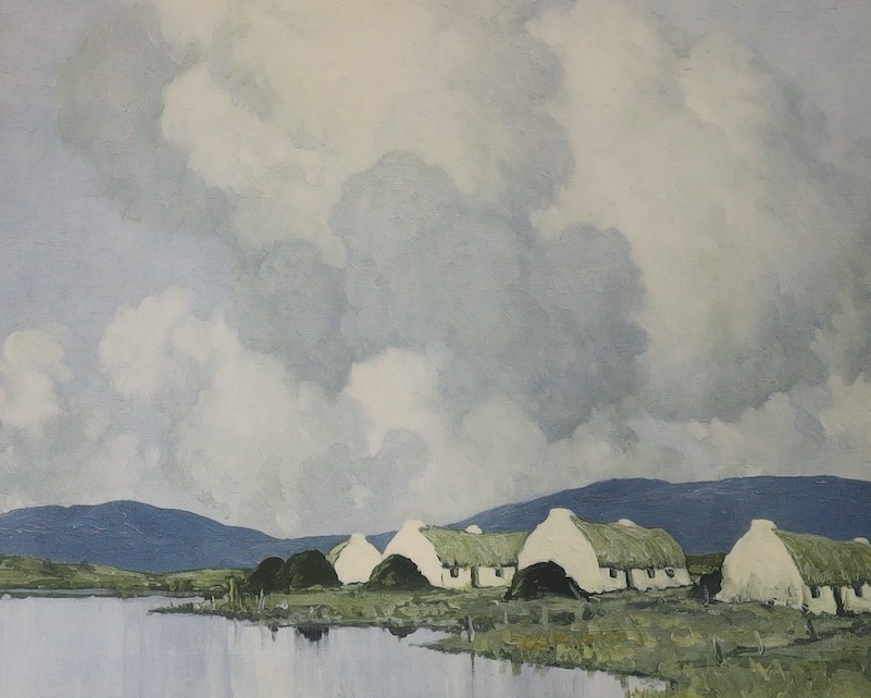 Paul Henry, colour print, Connemara Cottages, signed in pencil, 45 x 54cm